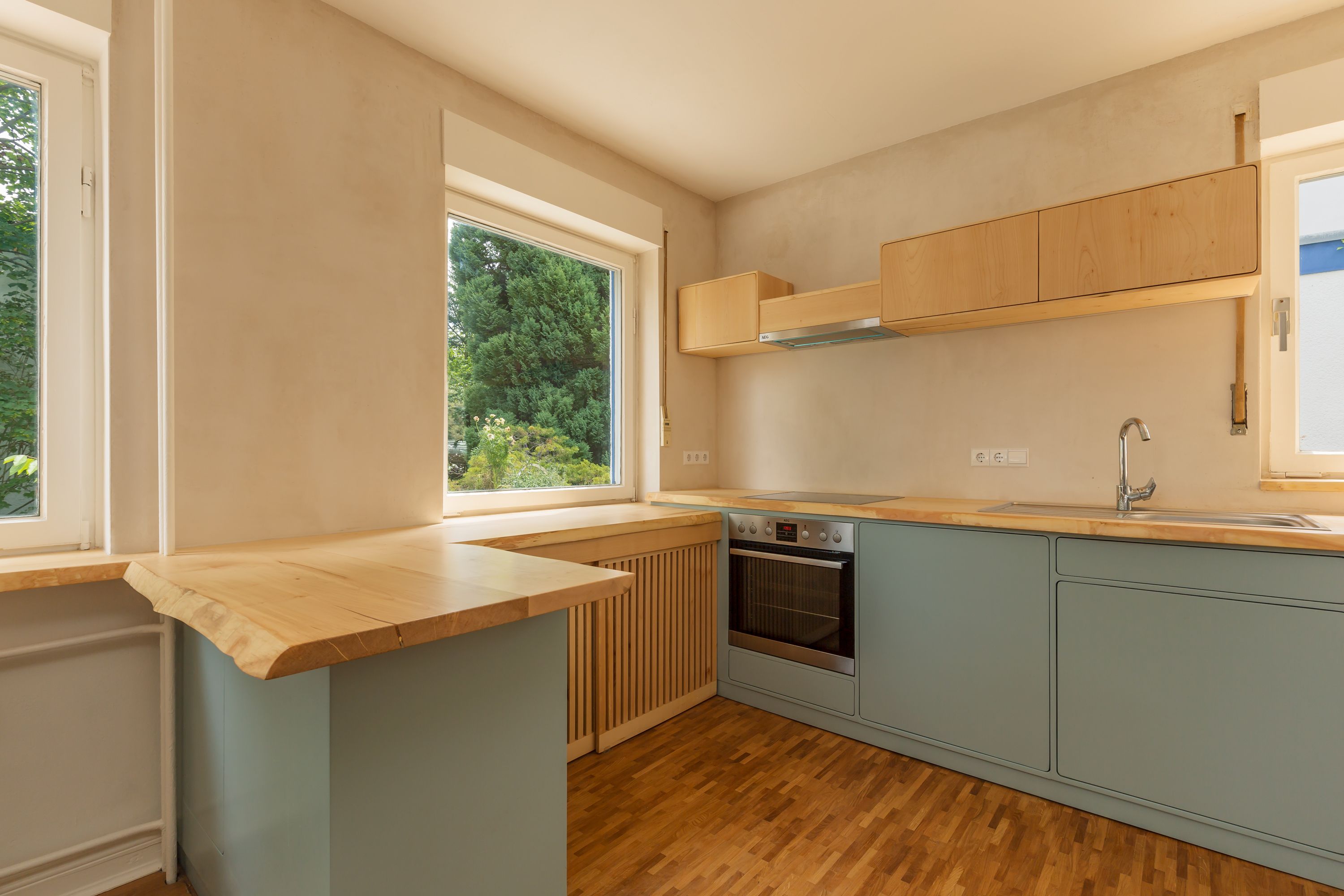 Wooden bed with white linen. System
