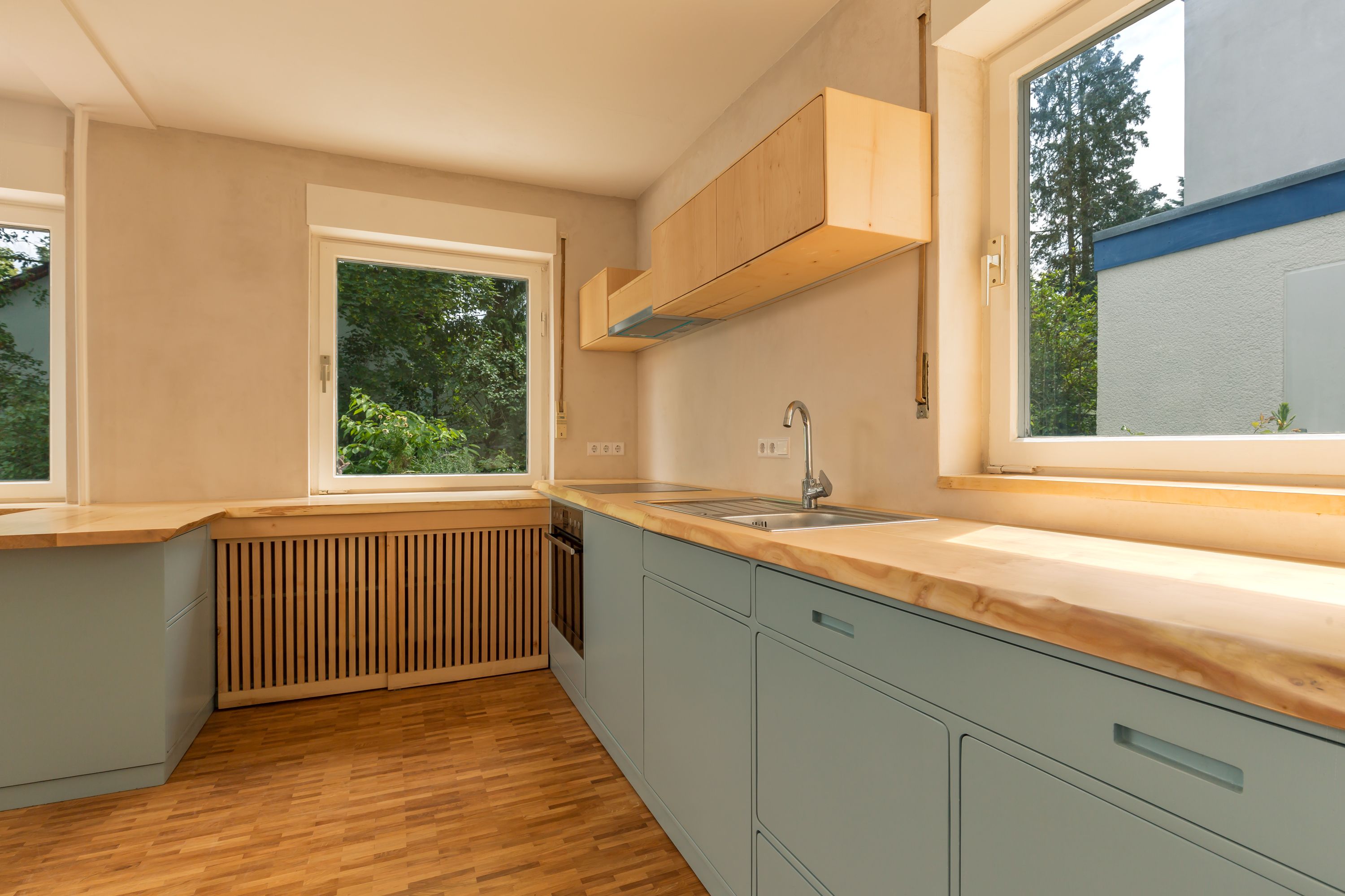 Wooden bed with white linen. System