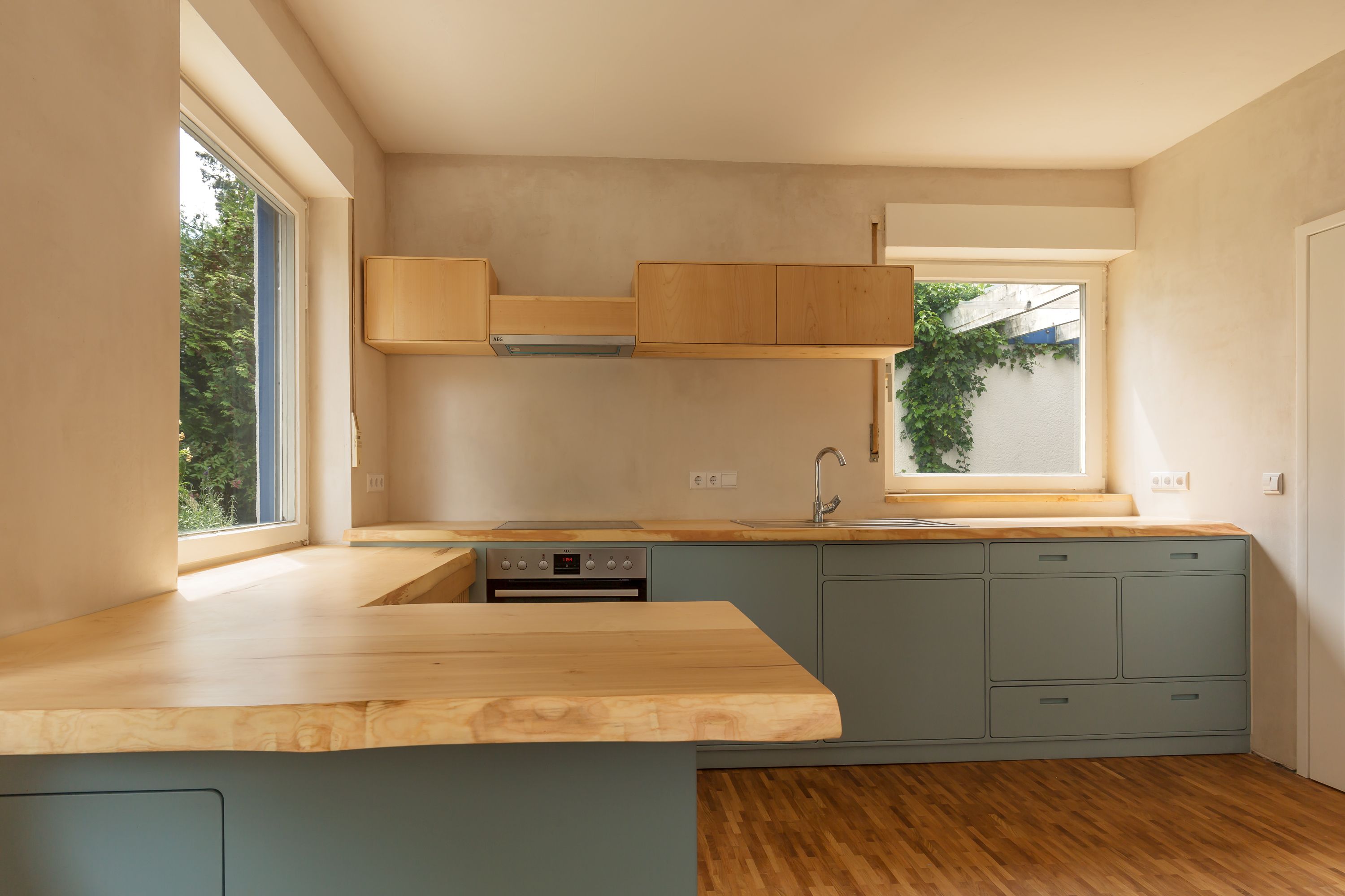 Wooden bed with white linen. System